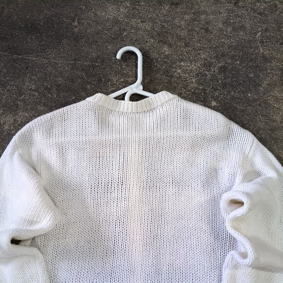 Vintage Cardigan Sweater Womens M White Cottage Button Up Fair Isle Argyle - Picture 4 of 7